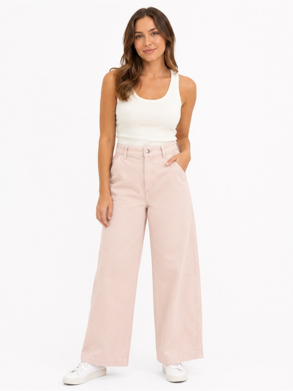 Everlane Wide Leg Pants in Light Pink